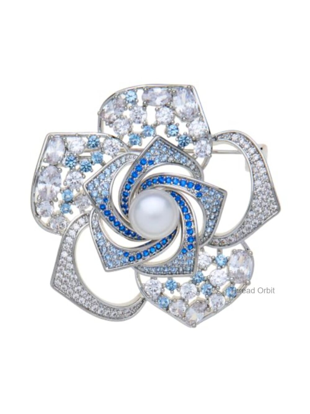 Gold Plated Brass Wheat Brooch with Pearl & Cubic Zirconia Pin